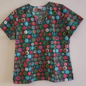 Christmas Scrub Top Scrubs Red Green Size Large
